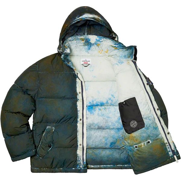 Supreme®/Stone Island® Painted Camo Crinkle Down Jacket Dark Teal supreme-stone-island-painted-camo-crinkle-down-jacket-dark-teal фото