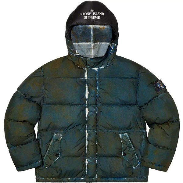 Supreme®/Stone Island® Painted Camo Crinkle Down Jacket Dark Teal supreme-stone-island-painted-camo-crinkle-down-jacket-dark-teal фото