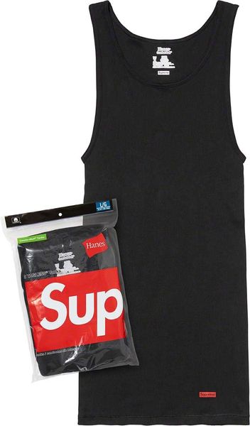 Supreme®/Hanes® Tagless Tank Tops Black(3 PACK) supreme-hanes-tagless-tank-tops-black3-pack фото